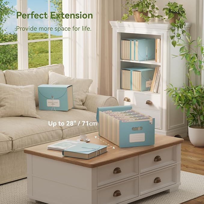 Accordion File Organizer, 26 Pockets Wheat Straw Expanding File Folder, Monthly Bill Receipt Organizer, A-Z Tabs, 100% BPA Free, Return to Nature, Healthy Living, Letter/A4 Size - Sky Blue