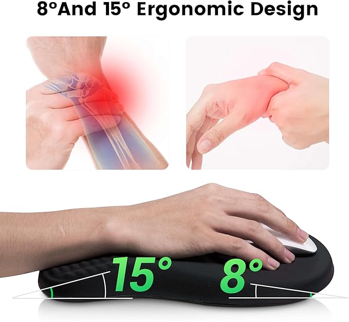 MEKASS Ergonomic Mouse Pad and Keyboard Wrist Rest Set, Super Soft Memory Foam Desk Wrist Support for Computer Keyboard, Non-Slip Arm Palm Rests Cushion for Typing Gaming Office Laptop Mac (Skull)