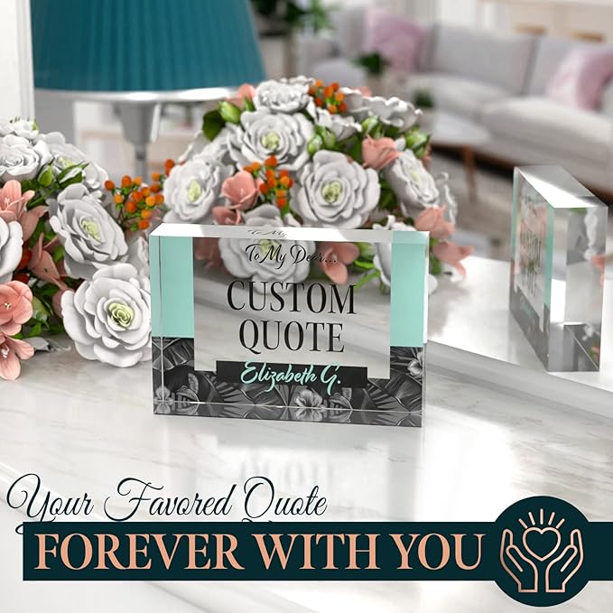 Custom Acrylic Sign Personalized, Custom Desk Name Plate, 18 Styles, (4"x6"), With Gift Box, USA Made by Acryluxe. (Holman)