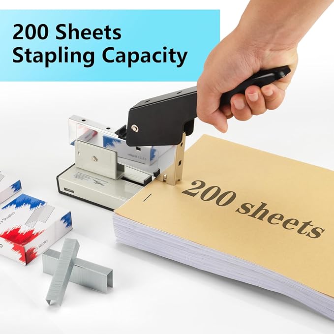 IMLIKE Heavy Duty Stapler with 2000 Staples：200 Sheets High Capacity Manual Desk Stapler,No Jam,Non-Slip,Include High Strength 23/13 & 23/23 Staples