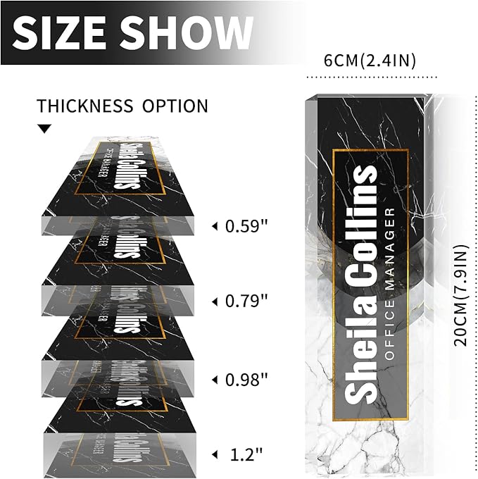 Custom Name Plate for Desk, Employee Appreciation Gifts, Office Decor, Acrylic Personalized Desk Accessories, Funny Gifts for Coworkers Boss Teacher (Black/White A)