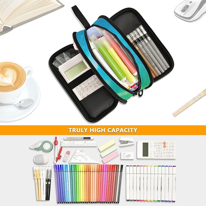 Soccer Football on Field Pencil Case Box Boys Girls Large Pencil Pouch with Zipper Compartments Big Capacity Stationery Pen Bag Organizer for Kids Teens Adults School