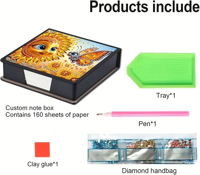 Sunflower Diamond Painting Kit Note Box,Memo Paper Storage Box Diamonds Art,Sticky Note Holder Diamond Art,Diamond Painting Memo Pad For Office Desk. (Sunflower)