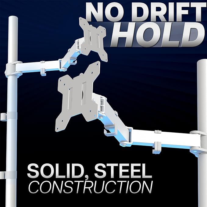 VIVO Extra Tall Single Monitor Desk Mount Stand with 39 inch Pole, Features Full Adjustability - Tilt and Articulation, Holds 13 to 32 inch Screens up to 10kg with VESA Mounting, White, STAND-V011W