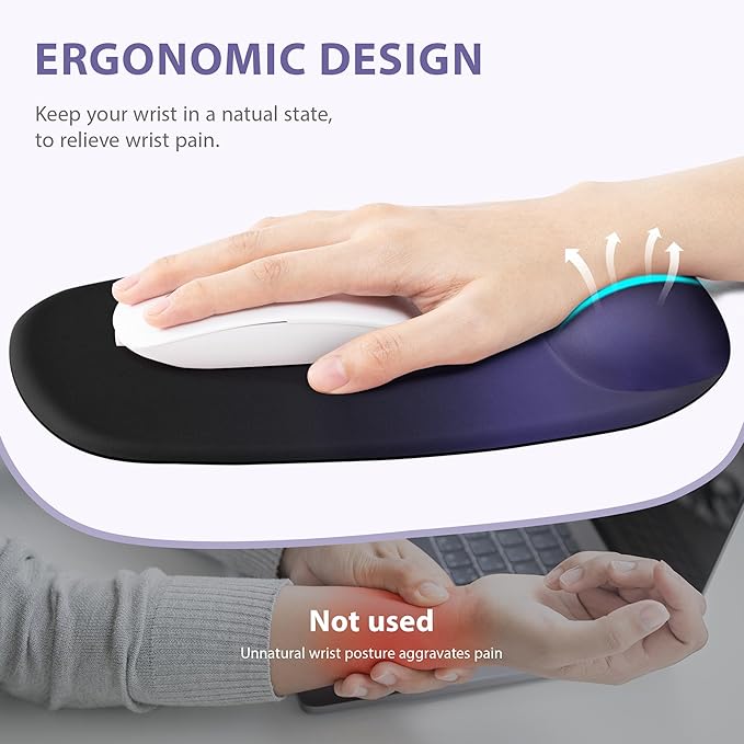 Ospelelf Wrist Rest for Keyboard and Mouse Ergonomic Mouse Pad with Wrist Support Memory Foam Wrist Rest for Computer Keyboard,3-in-1 Gel Mouse and Keyboard Pad for Office Black Gradient