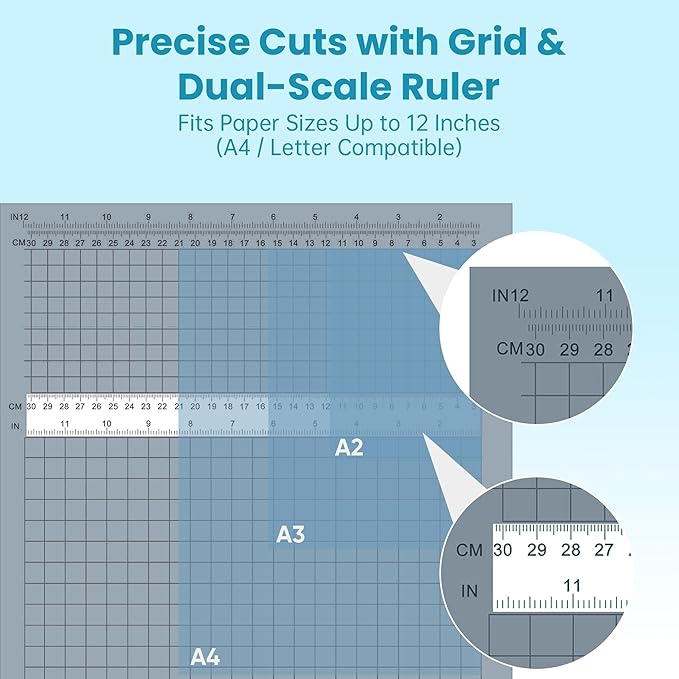 Papercutter 12" Cut Length Guillotine Paper Cutter with Safety Guard, 18 Sheet Capacity Heavy Duty Paper Trimmer, Large Paper Cutting Board for Cardstock, Photos, Office, Classroom, Studio