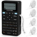 SUPVAN E11 Bluetooth Label Maker Machine with 4 Tapes, Support Keyboard & App with 40 Fonts and 650+ Icons, Rechargeable Inkless Labeler for Home, Kitchen, Office, School, Organization, Black