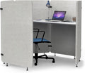 Stand Up Desk Store Noise Reducing Recycled PET 5 Panel Workpod with Height Adjustable Desk (Cool Gray, 73" W x 64” D x 54.5” H)