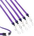 Specialist ID Bulk 100 Pack - Premium Flat Breakaway Lanyards for ID Badges & Badge Holders - 3/8" Wide Woven Safety Lanyard with Metal Swivel Hook for Teachers, Students, Cruise, Office (Purple)