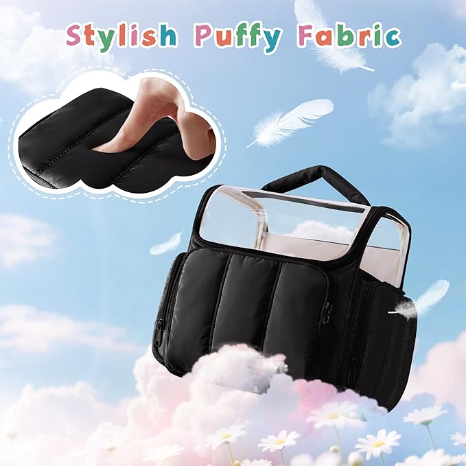 Puffy Marker Organizer Case for 210 Markers, Large Marker Storage Bag with Shoulder Strap for Adults, Artists, Teachers, Coloring Enthusiasts, Marker Holder Organizer, Black (Patented Design)