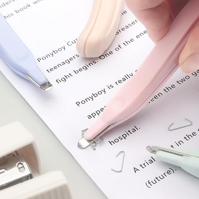 Professional Magnetic Staple Remover Puller Staples Remover Staple Removal Tool for School Office Home 5 Pack (Purple/Blue/Light Green/Orange/Pink)