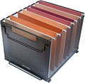 SETTFRFE Letter Size Hanging File Folder Organizer,Metal Filing Crate,File Basket for Hanging File,Black (Perforated metal plate)