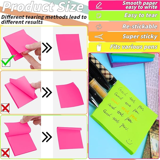 35 Pack Sticky Notes Bulk 3 x 3 In Self Stick Notes Pads Colorful Posted Note in 5 Bright Color Adhesive Paper Memo 75 Sheets/Pad Easy to Post note pad for Office Home School Notebook Wall Door Window