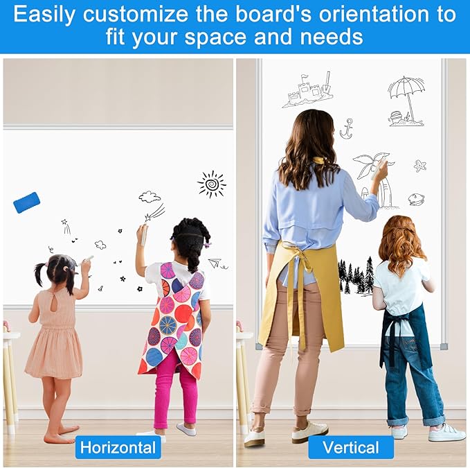 White Board Dry Erase Whiteboard for Wall 60" x 40" Aluminum Presentation Magnetic Whiteboards with Long Pen Tray, 12 Magnets, 3 Markers & 1 Eraser