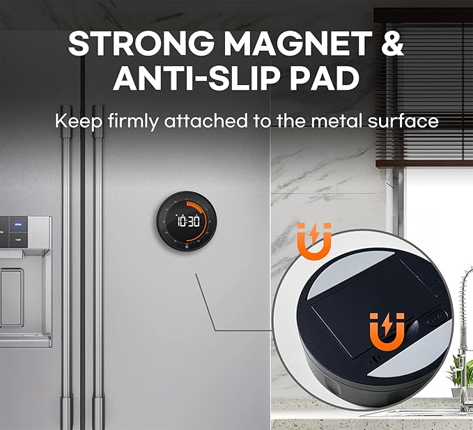 Digital Visual Timer, 60 min Countdown & Count up, Large Screen for Kids & Senior, Magnetic, Kitchen Cooking, Gym, Classroom, Productivity time Management Tool for Autism & ADHD