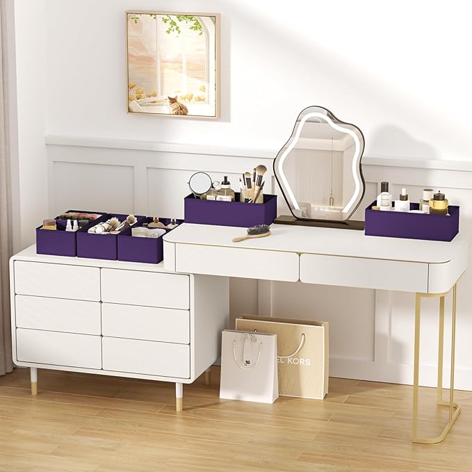 DIMJ Drawer Organizer Clothes Storage - 20 Pack Baby Dresser Organizer for Nursery, Foldable Closet Drawer Bins for Bedroom Organization, Fabric Storage Dividers for Socks, Underwears, Purple