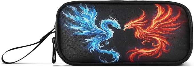 Dragon Phoenix Pencil Case Box Boys Girls Large Pencil Pouch with Zipper Compartments Big Capacity Stationery Pen Bag Organizer for Kids Teens Adults School