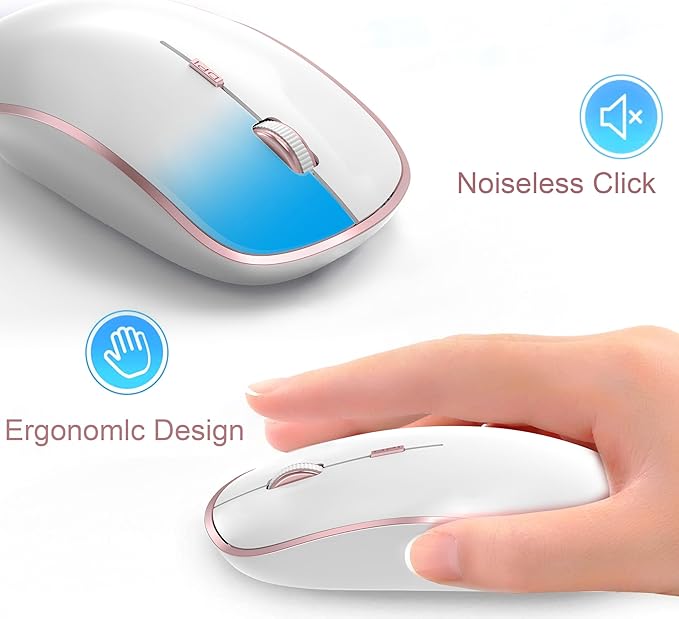 Wireless Keyboard Mouse, JOYACCESS 2.4G Compact and Ultra Slim Wireless Keyboard and Mouse for Windows, Computer, Desktop, PC, Laptop (Pink)