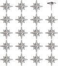 Compass Push Pins - Silver Metal Compass Rose Pins - for Cork Board, Maps, or Lapel Pin Use - Designed in USA - Set of 20