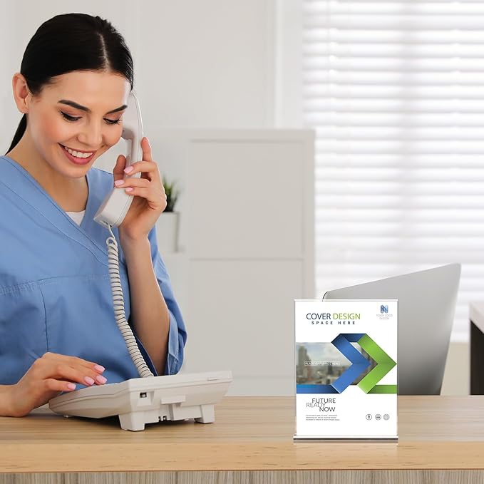 10 Pack Acrylic Sign Holder 4 x 6, Clear Double Side T Shape Acrylic Table Sign Stands for Displaying, Flyer Holder Paper Card Holder for Office Business Store Mall Restaurants