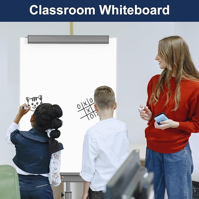 TSJ OFFICE Mobile Standing Whiteboard - 40 x 26 Inches Dry Erase White Board Tripod Whiteboard with Rolling Stand Flipchart Easel Height Adjustable