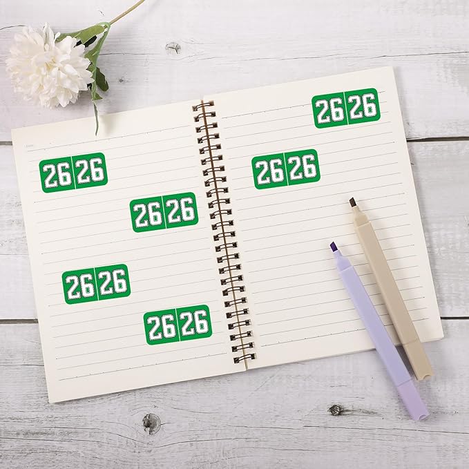 1000pcs 2026 Year Stickers, 3/4x1-1/2 Inch 26 Year Colored Self-Adhesive Stickers File Folder Labels Decals for Tab File Folders Office Supplies (Dark Green)