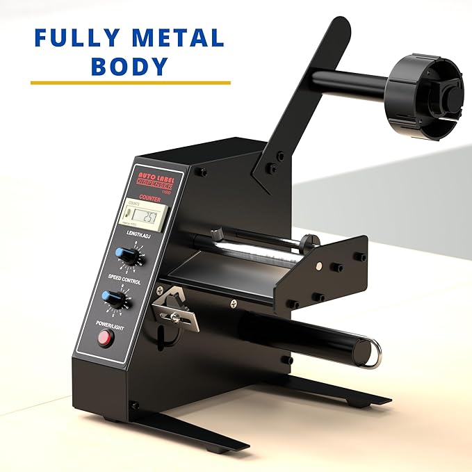 Automatic Label Dispenser, Automatic Label Separator, Automatic Label Stripper 110V Speed Adjustable Electric Label Machine Auto Counting 0-999999 for Label Width 4-140mm