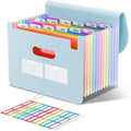 ThinkTex Accordion File Organizer, 12 - Pocket Expanding File Folders for Paper Receipts, Bill&Taxes Organizer, Letter/A4 Size Document Holder for School, Office, Home with Colorful tabs-Light Blue