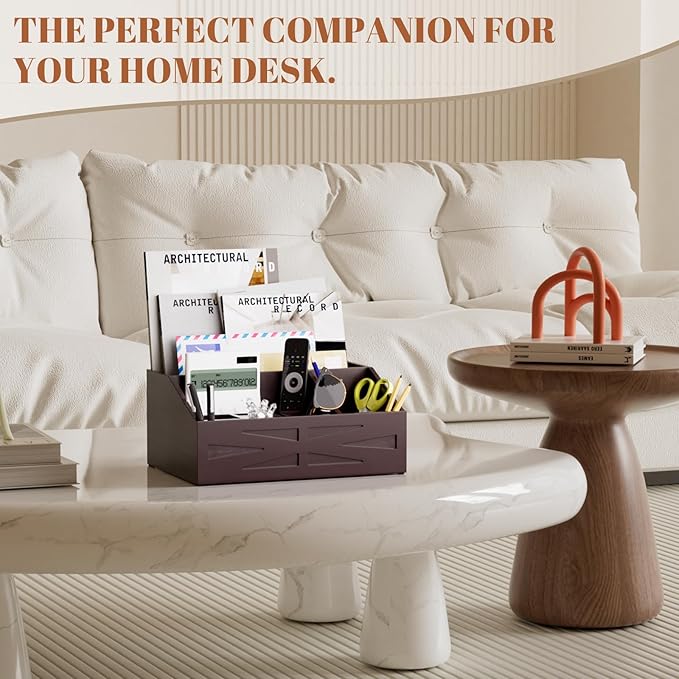 Large Mail Organizer Countertop,Farmhouse Desk and Kitchen Countertop Storage, Letter Sorter, Desk Mail Organizer and Bill Organizer, Desktop File and Paper Holder