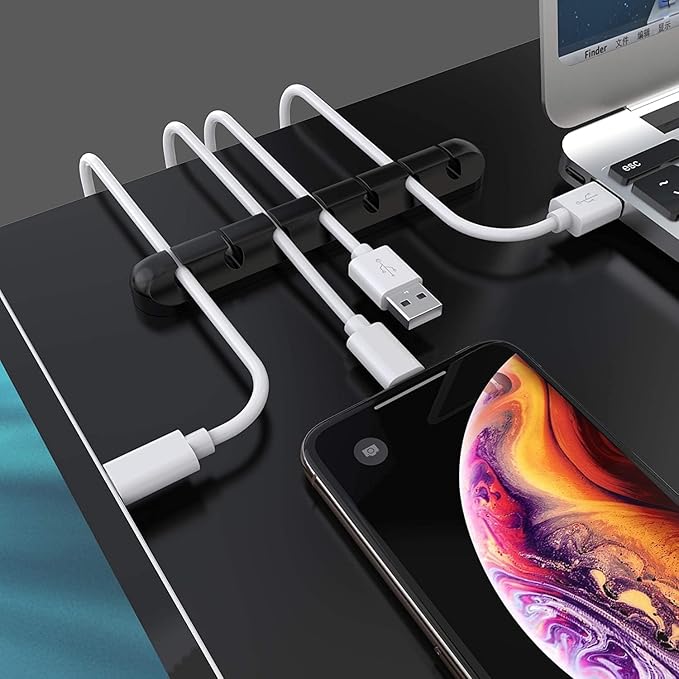 SOULWIT Cable Holder Clips, 3-Pack Cable Management Cord Organizer Clips Silicone Self Adhesive for Desktop USB Charging Cable Nightstand Power Cord Mouse Cable Wire PC Office Home