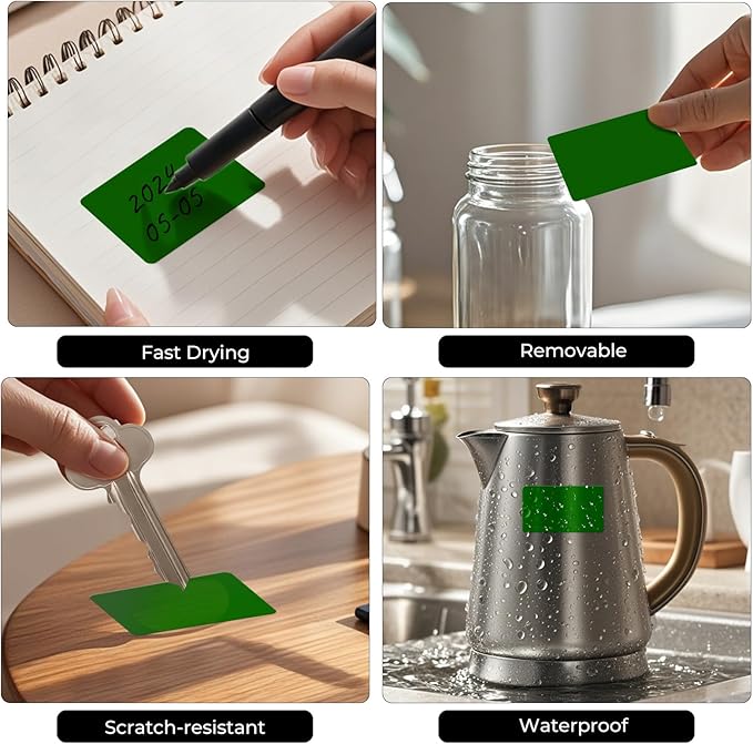 FINDAT Color Coding Stickers Rectangle 3×2 Inch Vinyl Green Sticker Removable Waterproof Writable File Folder Moving Labels for Boxes Home Office Marking 40 PCS