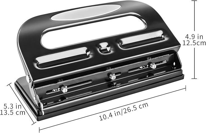 Amazon Basics 2/3 Hole Punch, Semi-Adjustable, 30 Sheet Capacity, Black