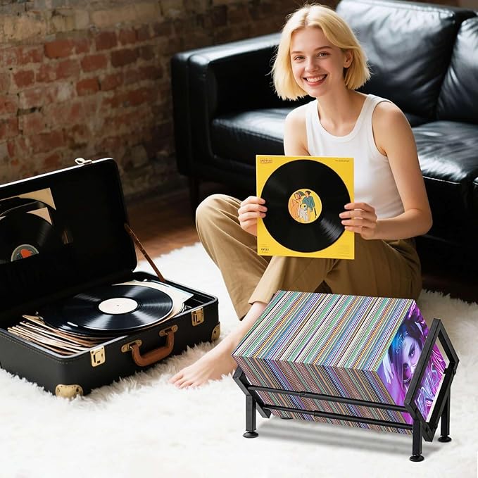 Adjustable Desktop Bookshelf for Desk Book Organizer, Tilting Tabletop Bookshelf in Office Home/Bedroom, Vinyl Record Storage Holder Book Rack for Magazine/CDs/Books/Vinyls Display (Patent Pending