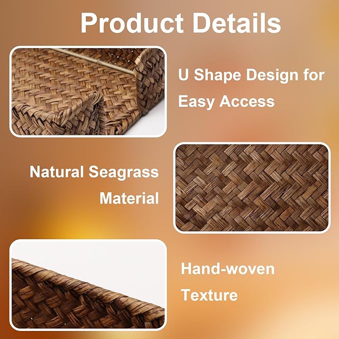 4 x 6 Inch Sticky Note Holder,Seagrass Post It Note Dispenser,Woven Sticky Note Dispenser,Farmhouse Style Post It Holder for Home Office Desk Decor,Coffee