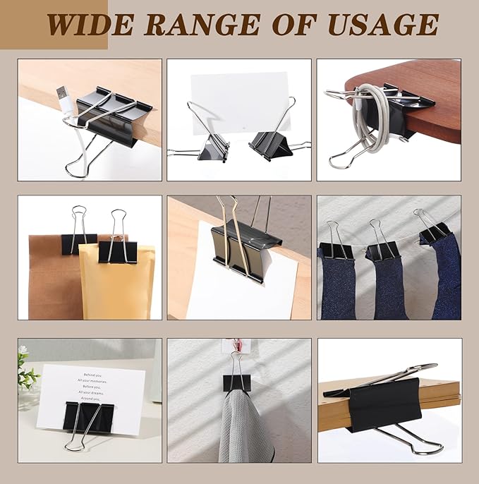 Jetec 72 Pcs 3 Inch Jumbo Binder Clips Extra Large Binder Clips Bulk Black Big Heavy Duty Metal Giant Large Paper Clamps for Office and Home Supplies Organization Kitchen Food Bags Drawing