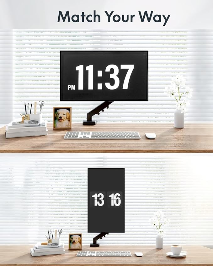 Flexispot Single Monitor Arm, 17-32 Inch Monitor Mount up to 19.84 lbs, Fast Install VESA Mount for Home Office Gaming, Full Adjustable Gas Spring with C-Clamp and Grommet Base, Black