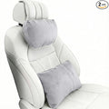 2PCS Car Pillow for Car Neck Pillow for Driving Seat Lumbar Support Soft Cushion with Extra Filling Accessories Back Support for Travel Nap and Trips Sleeping (Grey, Head and Lumbar)