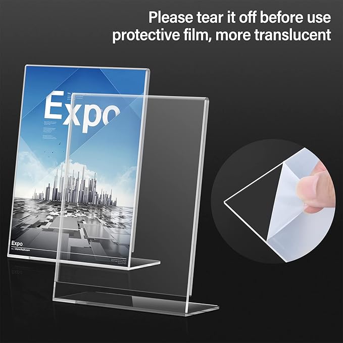 Relx Acrylic Sign Holder 8.5 x 11, Acrylic Display Stand for Display, Slant Back Clear Frames Plastic Sign Holder for Store, Restaurant (6 Pack)