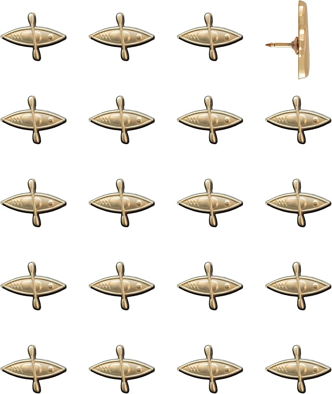 Kayak Push Pins - Gold Kayak Map Pins for Cork Boards, Maps, or Lapel Use - Designed in USA - Set of 20