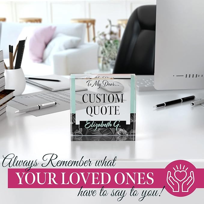 Custom Acrylic Sign Personalized, Custom Desk Name Plate, 18 Styles, (4"x4"), With Gift Box, USA Made by Acryluxe. (Holman)