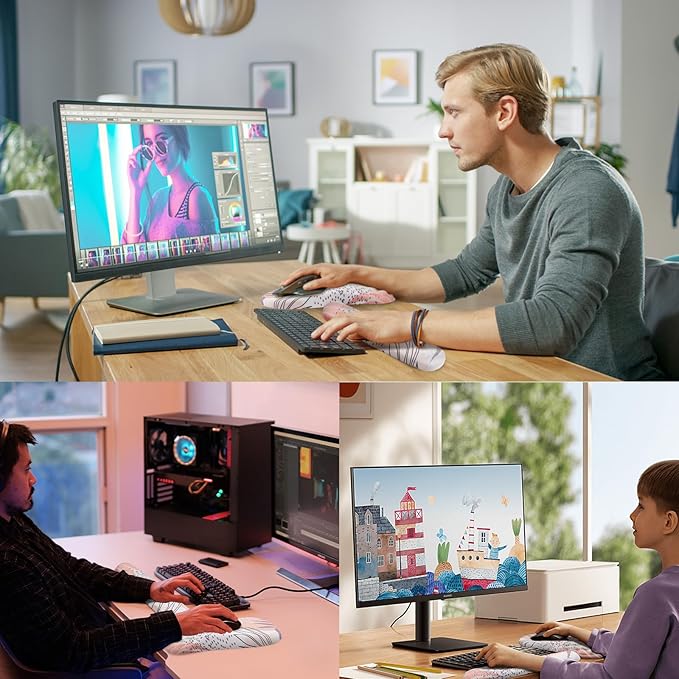 Mouse Pad Wrist Support, 2 in1 Keyboard Wrist Rest+ Ergonomic Mouse Pad, Non-Slip Wrist Rest for Computer Keyboard, Made Easy Typing & Relieve Wrist Pain（Leaf