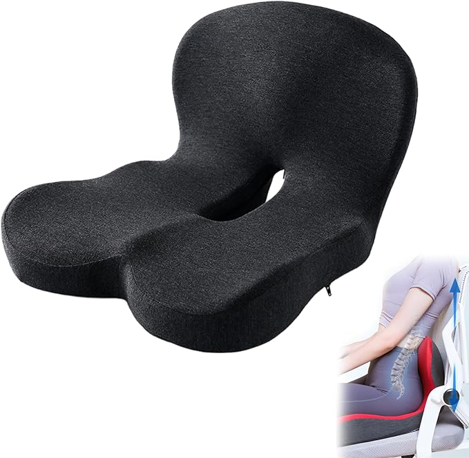 Celina Orthopedic Cushion, Celina Seat Cushion - Car Cushion with L Shaped Ergonomic Design, Memory Foam Seat Cushion for Office Chair, Car and Gaming Seat (Dark Gray)