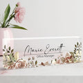 Custom Desk Name Plate, Personalized Acrylic Office Decor, Employee Appreciation Gifts for Boss, Manager, Teacher, Nurse (Threadlike Flower)