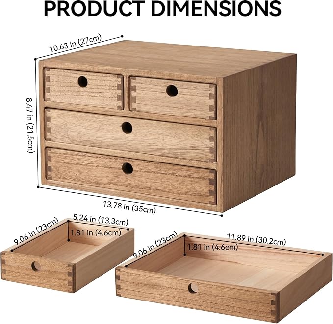 Kirigen Wood Desktop Storage Cabinet/Workspace Document Office necessity Organizer with 4 Drawers/Home,office Letter Mail Sorter with 3 levels/Hold Makeup Box (BR, 3-layer &4 drawers) Dark brown