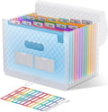 ThinkTex Accordion File Organizer, 12 - Pocket Expanding File Folders for Paper Receipts, Bills&Taxes Organizer, Letter/A4 Size Document Holder for School, Office, Home with Colorful tabs- Blue