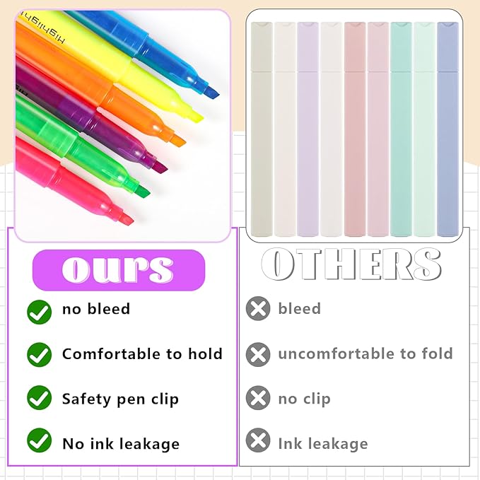 BESARME 240 Pack Highlighters Assorted Colors Highlighters Bulk 6 Colors Fluorescent Highlighter Markers for Home School Office