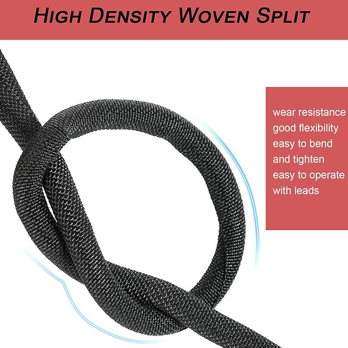 Split Mesh Cord Sleeve Loom Tubing Cable Cover Braided Cable Management Auto Protective Wire Harness Wrap Self Wrapping Woven 3/16"-35ft