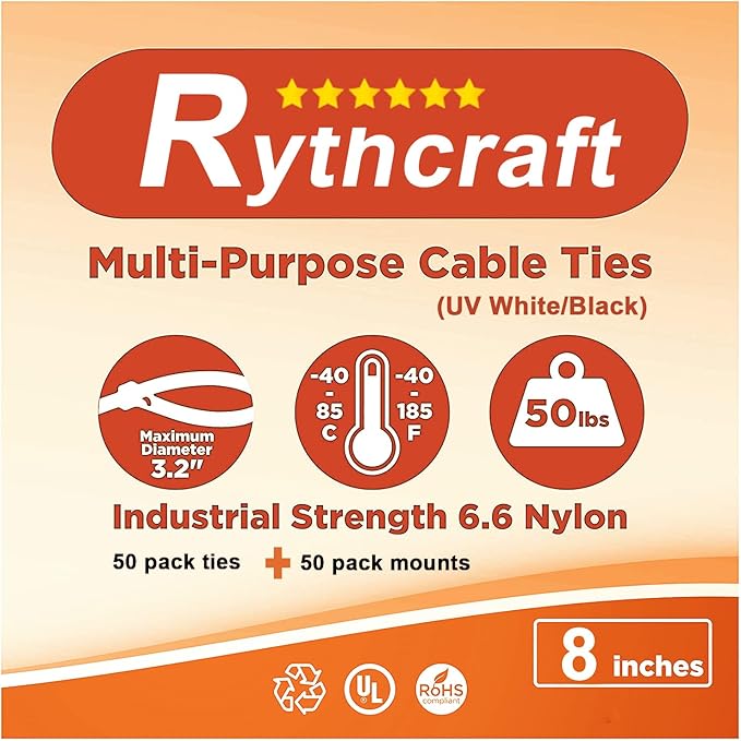 50 Pack 1.5 inch Zip Tie Adhesive Mounts Self Adhesive Cable Tie Base Holders with Multi-Purpose Tie wire clips with screw hole,Anchor stick on wire holder with 8 inch zip ties（Black&White）