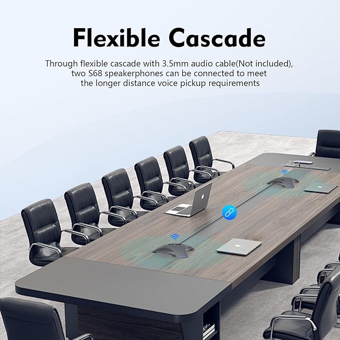 TOALLIN S68 Speakerphone, Wireless Conference Microphones with Speaker, 360° Omnidirectional Voice Pickup, Bluetooth & USB Computer Speaker and Noise-Reduction Mics for Business Meetings