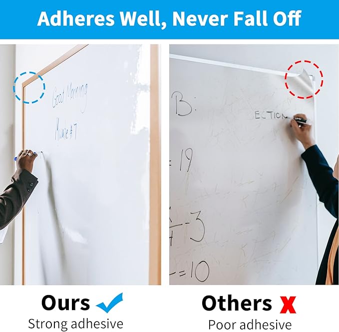 AFMAT Whiteboard Sticker, 17.3" x 36" Dry Erase Wallpaper, Peel and Stick White Board for Wall, Stain-Proof Whiteboard Contact Paper Roll, Dry Erase Board Stick on for Office/Classroom, 1 Marker WS40